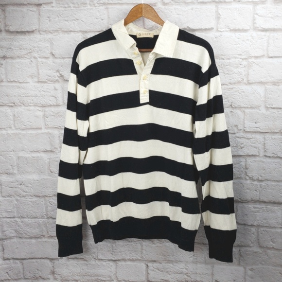 J. Crew Other - J. Crew Men's Black White Henley Cashmere Sweater